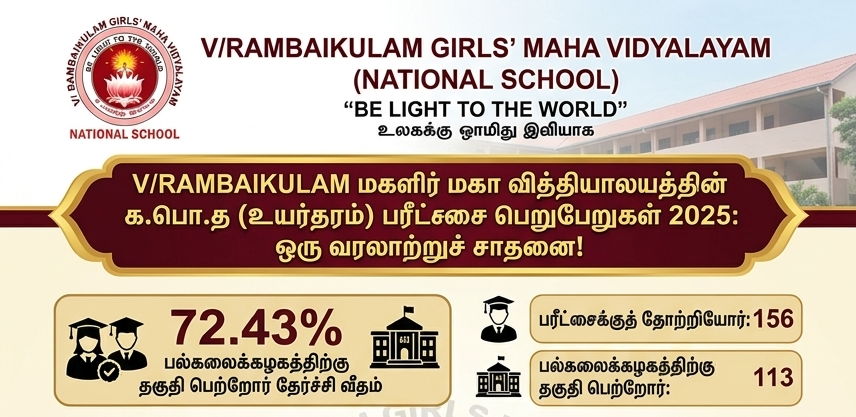 இறம்பைக்குளம் மகளிர் மகா வித்தியாலய மாணவிகளின் உயர்தரப் பரீட்சை பெறுபேறுகள் 2025: மற்றுமொரு வரலாற்றுச் சாதனை!